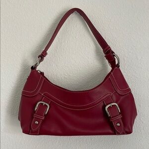 a.n.a Red Shoulder Bag Faux Leather and Silver Hardware